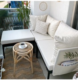 Resim Limni Home Mini Multilounge Bahçe Balkon Mobilyası Şezlong Krem 