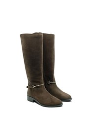 Resim Vario Diz Altı Fermuarlı Kauçuk Tabalı Çizme Z590 YARMA SUET KAHVE 490 C63 (Split Suede Brown) 