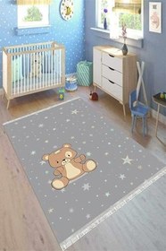 Resim Cotton Şönil Kaymaz Tabanlı Yıkanabilir Antibakteriyel Dijital Baskı Çocuk Halısı, CK-10108C-CTN-80X300 