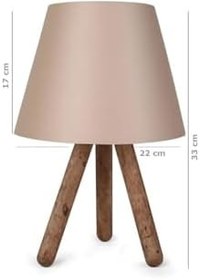 Resim Bohhem Ahşap Üç Ayaklı Abajur Krem Kahve Ayd-1770 beyaz 