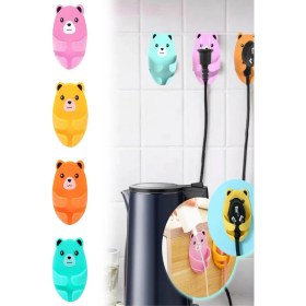 Resim Büro Ev Ofis Düzeni Için 4parça Yapışır Kucaklayan Ayıcık Fiş Kablo Tutucu 