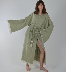Resim Yeşil Müslin Kimono - STANDART 