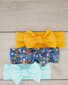 Resim Babygiz El Yapımı Yumuşak Fiyonk Bağlamalı Doğal %100 Pamuklu Penye 3'lü Bebek Çocuk Kız Bandana Seti 
