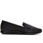 Resim Women's Black Leather Comfort Loafer Derimod