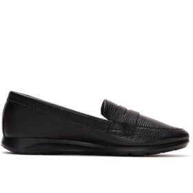 Resim Women's Black Leather Comfort Loafer 