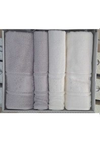 Resim Camellıa Best Set Gri Krem Hamam Seti 2 Havlu+2 Plaj Havlusu Gri - Krem 