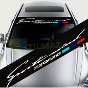 Resim yılmazetic Bmw Performance Sport Mind Ön Cam Güneşlik Oto Sticker Yapıştırma 1 Adet (130 X 20 Cm Ölçü) 