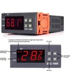 Resim -1000T 12V 10A Özel Üretim Dijital Termostat+Yedek Prob 