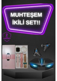 Resim Kadınlar İçin Dokunmatik Ekran Akıllı Saat Ve Gamer Kablosuz Bluetooth Kulaklık Anc Özelliği 