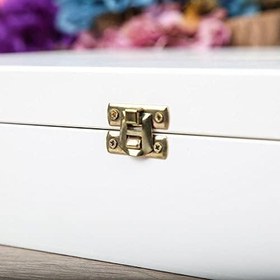 Resim Özel Tasarım Lüks Beyaz Renk Ahşap Kutu (39x27) 