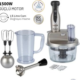Resim Güçlü 1500W 4 Bıçaklı Çok Amaçlı Mutfak Robotu Seti, Gri 