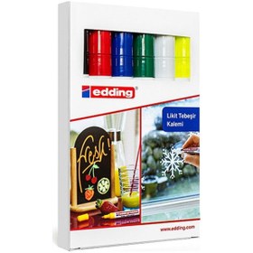 Resim Edding Cam Kalemi (Likit Tebeşir) 6 Lı Kutu Karışık 4095 