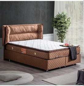 Resim Setaymobilya Baza, Barselona Açık Kahve Baza + Başlık+Real Pedli Yatak 