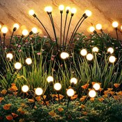 Resim Güneş Enerjili Ateşböceği Işıkları Dış Mekan Su Geçirmez Bahçe Işıkları Akıllı Sensör Anahtarlama ile Veranda Yolu Dekorasyonu için Akıllı Işık 12/4/8LED Sıcak/Renkli 