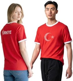 Resim Türkiye Baskılı Unisex Kırmızı Günlük Stil T-Shirt 26DU0003-KRM 