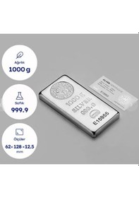 Resim Uluslararası Sertifikalı 1000gr Külçe Gümüş 999 Ayar 