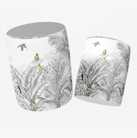 Resim Bluehomeconcept Adawall Renkli Kuş Detaylı Puf 