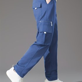 Resim Erkekler için Şık Çok Cepli Kargo Pantolon - Düz Kahverengi, Rahat Kesim, Günlük ve Dış Mekan Kullanımı İçin Fonksiyonel Tasarım, Konforlu Pantolonlar, Pratik Giysi, Dayanıklı Malzeme 