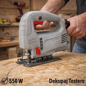 Resim Badem10 Dekupaj Testere 550 W Güçlü Motor Hassas Kesim Ahşap Metal Plastik Uyumlu Ev Atölye Kullanımı 