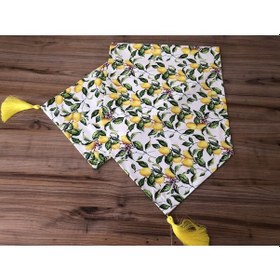 Resim Yeşil Yapraklar Arasında Limon Desenli Runner Çok Renkli 