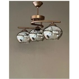 Resim Avizevi Avizeviaydınlatma Metalik Kahverengi Füme Camlı 3 Lü Poyraz 