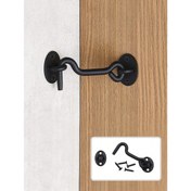 Resim 1 adet Metal Sürgülü Mandal Kilidi Seti, 4 İnç Ahır Kapısı Kilidi Donanımı, Vidalarla Gizlilik Kancalı Mandal, Paslanmaya Dayanıklı, İç Kapılar, Pencereler, Ahşap Çitler, Garaj Kapıları için 