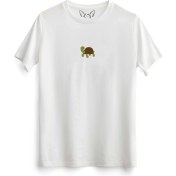Resim Alfa Tshirt Animal Kaplumbağa Dijital Baskılı Çocuk Beyaz Tshirt 