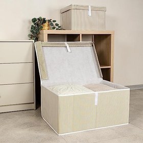 Resim Pazar Kapısı Çok Amaçlı Düzenleyici Kapaklı Sandık Tipi Kutu Hurç Organizer (50 x 40 x 30, Kahverengi) 