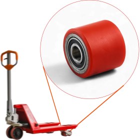 Resim 82X70X20 mm Transpalet Tekeri Rpr Rulmanlı Bilyalı Kırmızı Tekerlek Palet Taşıma Arabası Tekeri 