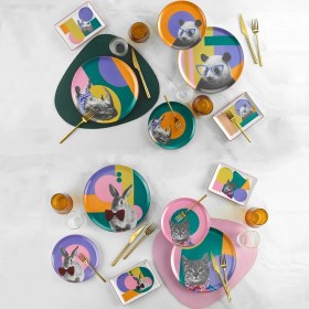 Resim Porland Pretty Animals 12 Porselen Parça Kahvaltı ve Sunum Seti 