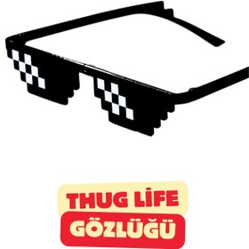 Resim Thug Life Güneş Gözlüğü Siyah Parti Piksel Tasarımlı Eğlenceli Gözlük 