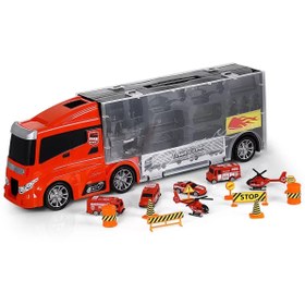 Resim A-T AYZE-TRENDY OYUNCAK TIR İTFAİYE ARAÇLARI TAŞIYICI TIR UZUNLUK 58 CM 15+1 PARÇA 45350 