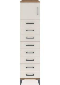Resim Kronos Dolap Tek Raflı 8 Çekmeceli Tek Kapaklı 44x59x182 Çam-... Çam 
