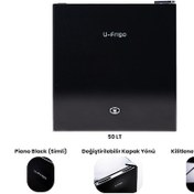 Resim U-frigo 50 Lt 12-24v Marin/karavan Kompresörlü Buzdolabı Temperli Cam Kapak Limited Edition Siyah 