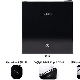Resim U-frigo 50 Lt 12-24v Marin/karavan Kompresörlü Buzdolabı Temperli Cam Kapak Limited Edition Siyah 