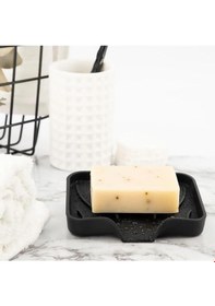 Resim Silikon Mutfak, Banyo Su Giderli Vantuzlu Esnek Sabunluk Siyah Renk Siyah 