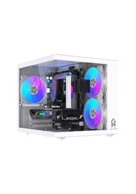 Resim Gm-x1 Tuştan Değişmeli 3x Rgb Fanlı Gaming Mini Akvaryum M-atx Beyaz Kasa 
