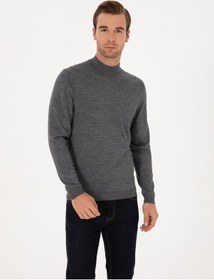 Resim Cacharel Füme Slim Fit Yün Karışımlı Yarım Balıkçı Basic Triko Kazak Gri 