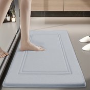 Resim 1 adet UltraSoft Hızlı Kuruyan Banyo Paspası, Süper Emici Kaymaz Banyo Halısı, Makinede Yıkanabilir, Düşük Havlı, Dikdörtgen, Çizgili Desen, PVC Tabanlı Polyester, Hafif Flanel Halı Pedi 