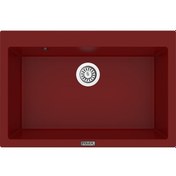 Resim Polex Cristalüx Granit Evye P-X76 Bordo Tezgah Altı Ve Tezgah Üstü Mutfak Evyesi 75x50 CM 