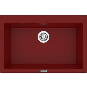 Resim Polex Cristalüx Granit Evye P-X76 Bordo Tezgah Altı Ve Tezgah Üstü Mutfak Evyesi 75x50 CM 
