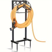 Resim Garden Hortum Tutucu - 151 Metrelik Hortuma Uygun, Ağır Hizmet Tipi Metal Ayaklı Freestanding Hortum Askısı, Çıkarılabilir Bahçe ve Çim Alanı İçin Sağlam Hortum Saklama Rafı 