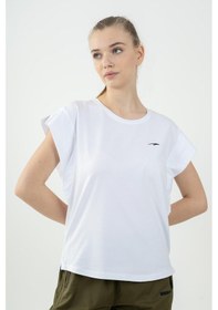 Resim Maraton Sportswear Regular Kadın Bisiklet Yaka Kısa Kol Basic Beyaz T-Shirt 21992-Beyaz 