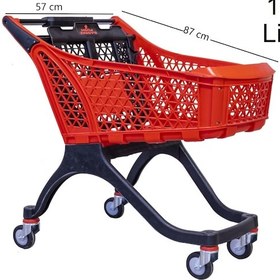 Resim 100 Litre Kartal Plastik Market Alışveriş Arabası Kırmızı / En:57 Boy:87 Yükseklik:98 Cm 