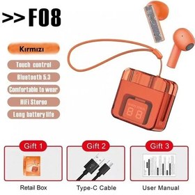 Resim Karler - 717 - Bass F08 Dijital Şarj Göstergeli Tws Bluetooth Kulaklık - Glblseme - - Kırmızı 