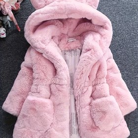 Resim Kız Çocuk Kışlık Mont - Kalınlaştırılmış Suni Kürk Astarlı Fermuarlı Ön Ceket, Kabarık Kollu, Soğuk Hava için Yumuşak Pembe Dış Giyim, Okul için Zarif Uzun Mont, Kız Çocuk Kışlık Giyim, Okul Kışlık Kıyafetleri, İspanyol Paça Tasarım 