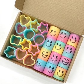 Resim 20'li Paket Gökkuşağı Yaylı Yay Seti, Çocuklar İçin Parti Hediyesi, Dört Sevimli Desenli Üst Üste Oynama Oyuncakları, Doğum Günü Çantası Dolgusu, Noel, Cadılar Bayramı, Şükran Günü ve Okula Dönüş Ödülü 