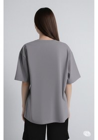 Resim Nevermind Oversize Tişört Kadın "nevermınd" Baskılı Geniş Kalıp T-shirt U Antrasit 