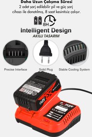 Resim POWER BLACK 58 Vf 5 Ah Metal Şanzıman Çift Akülü Şarjlı Matkap 84 Parça Akülü Vidalama Set 