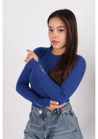 Resim Fashion Friends 24k0023k1 Kadın Bisiklet Yaka Kazak Saks 